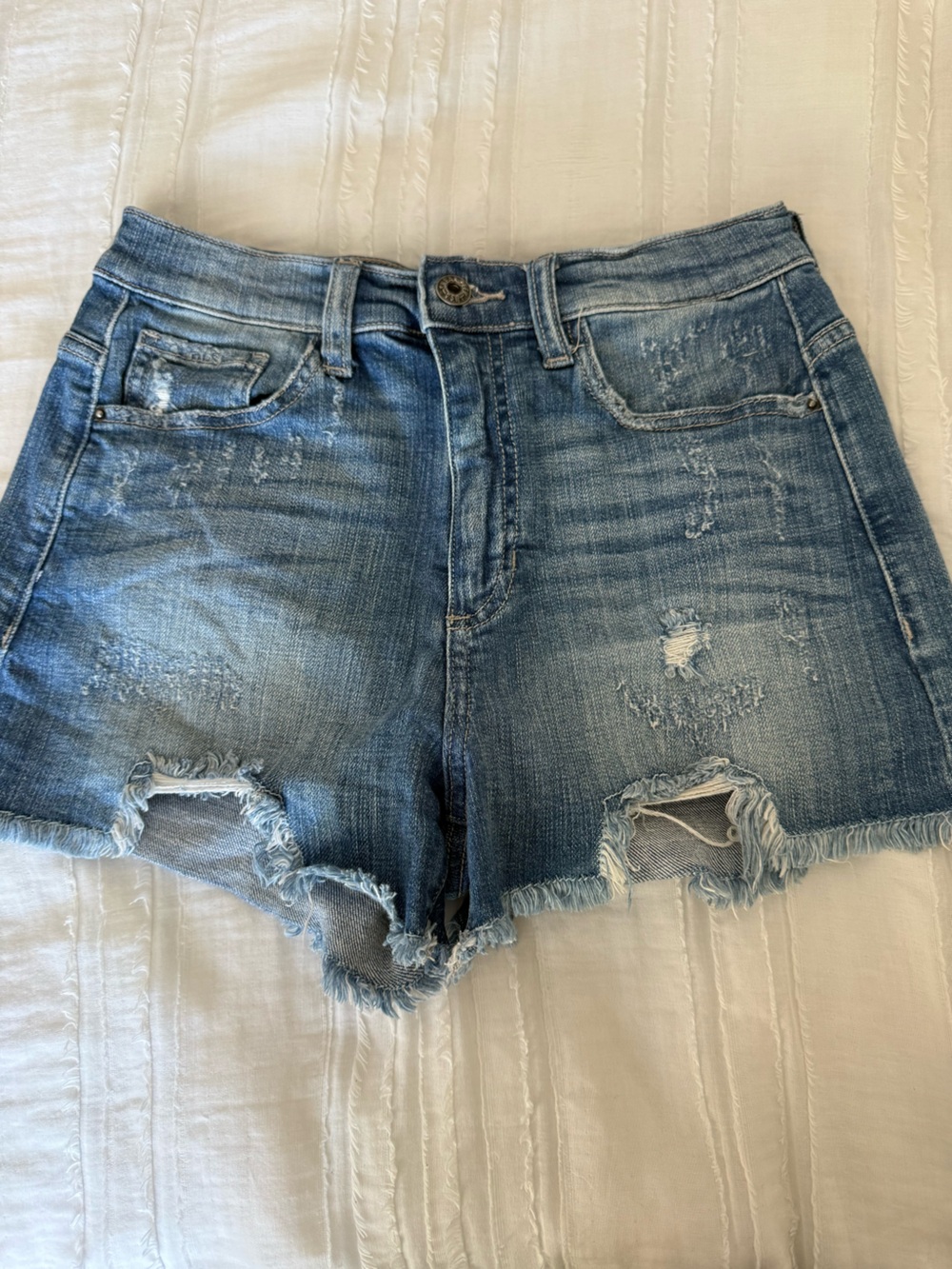 Vici Light Blue Distressed Denim Cutoff Shorts